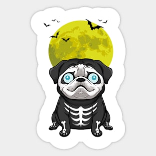 Pug's Haunting Howl: Halloween Moonlit Delight Sticker